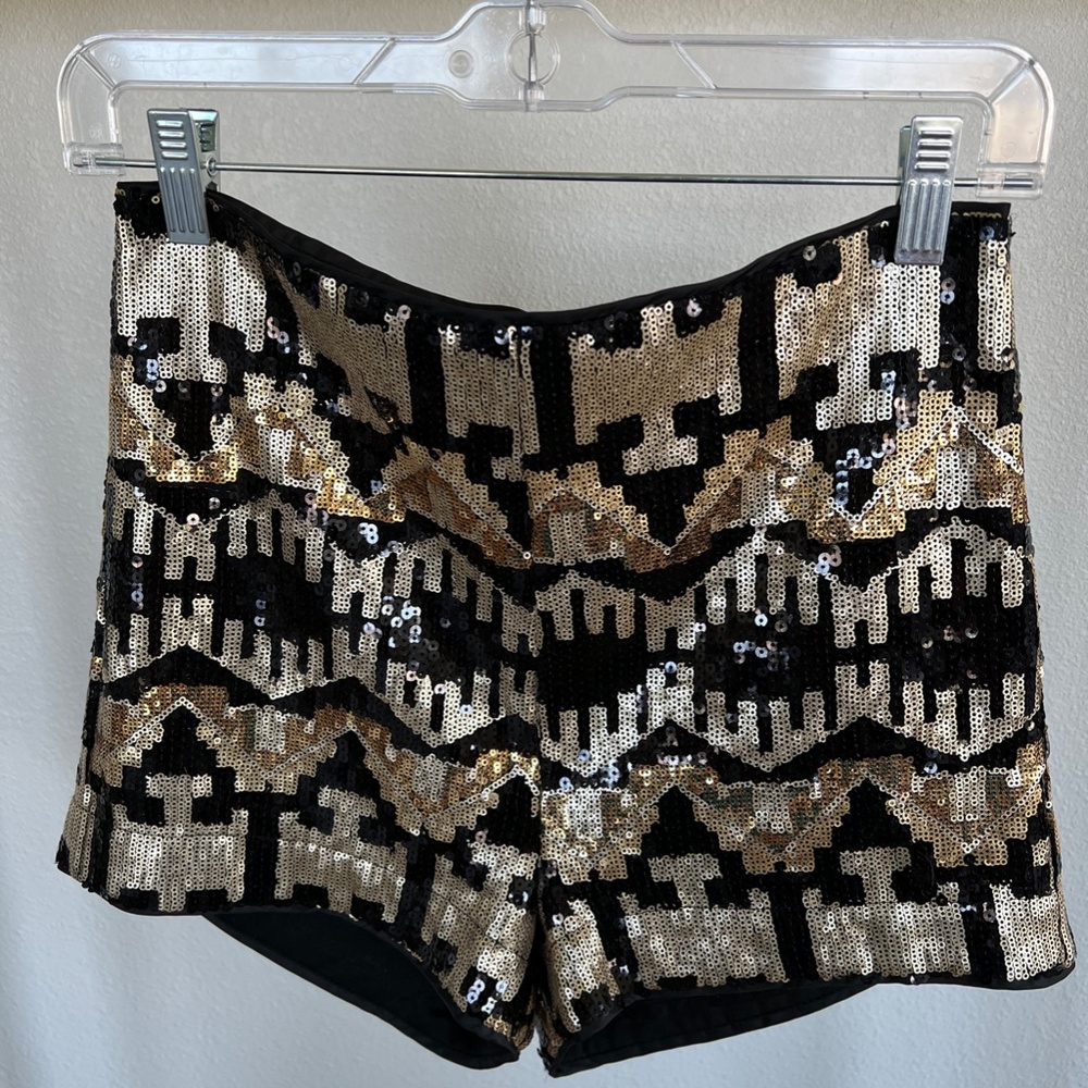 H&M Black & Gold Sequin Shorts